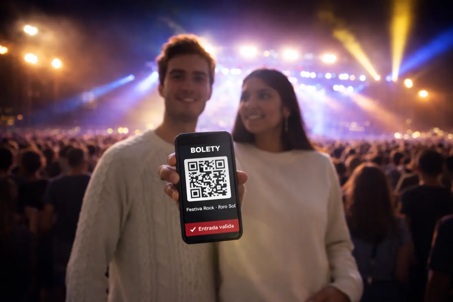 Escáner QR en entrada de concierto — Bolety